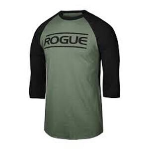 Rogue Fitness Mens 2XL Raglan 3/4 Sleeve T-Shirt Green Black Athletic Tee
